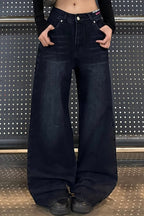 Lettered Wide-Leg Denim Jeans