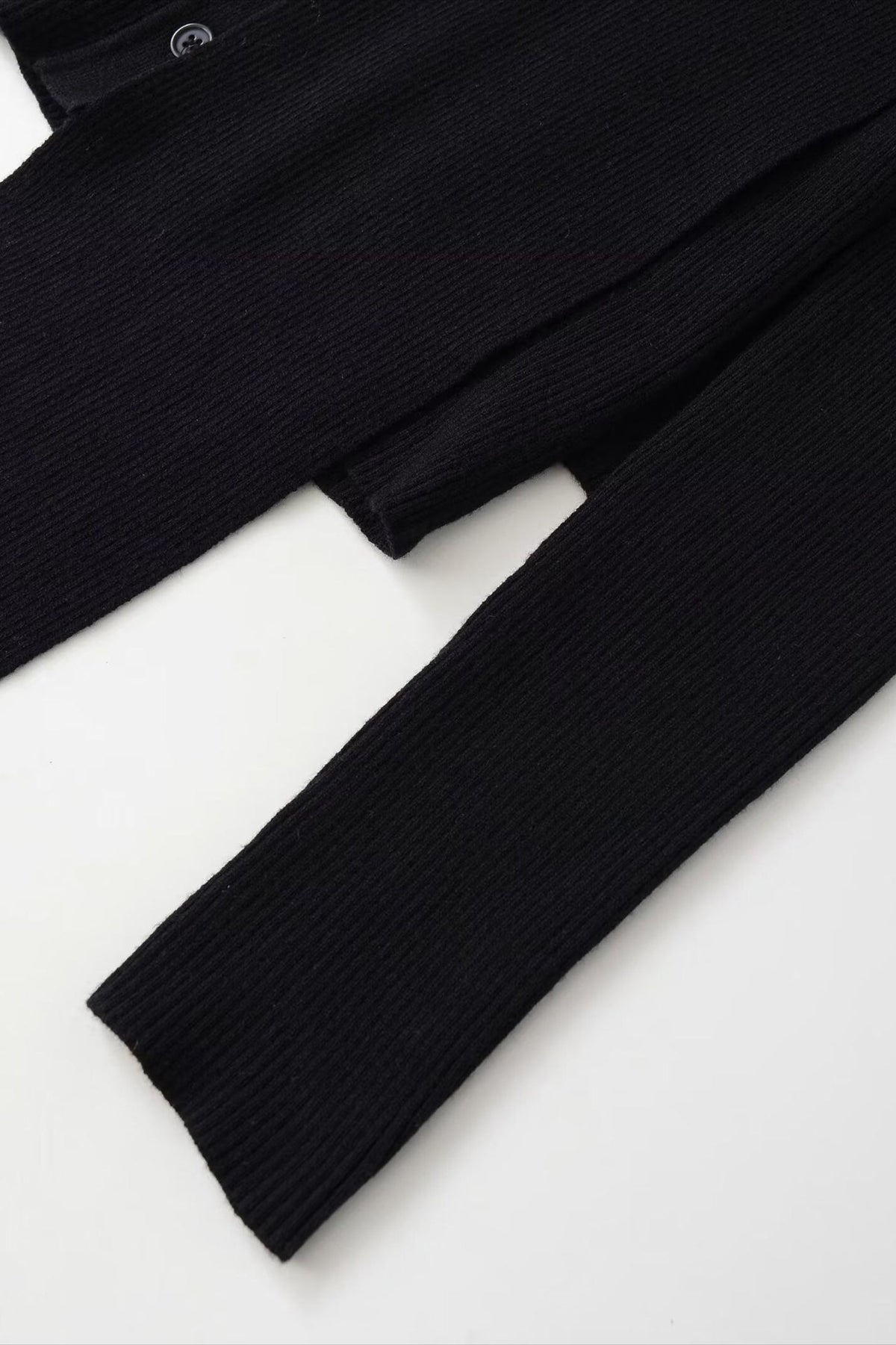 Ribbed Long-Sleeve Top with a V-Neck