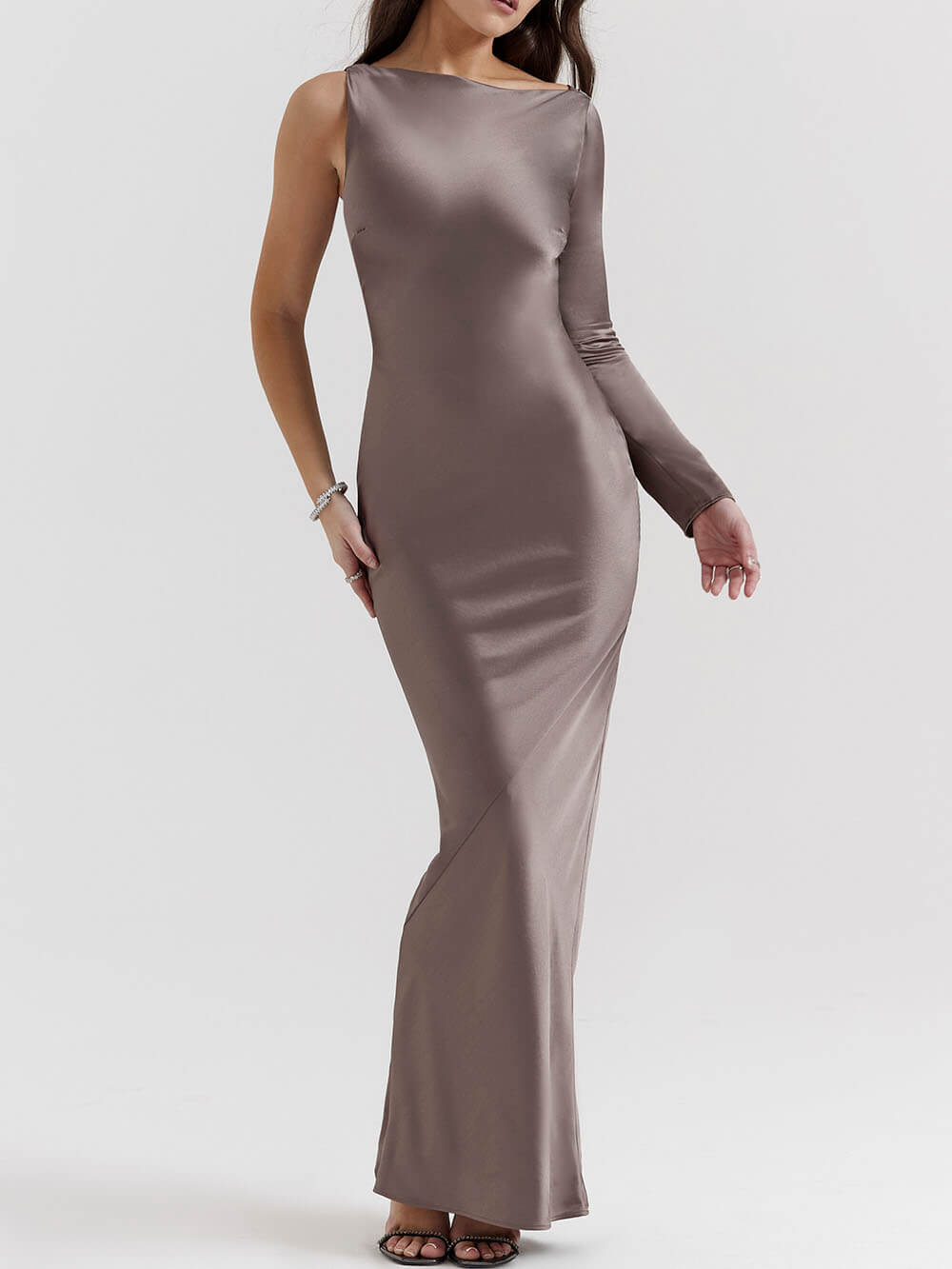 Twist-Detail Asymmetric Maxi Dress