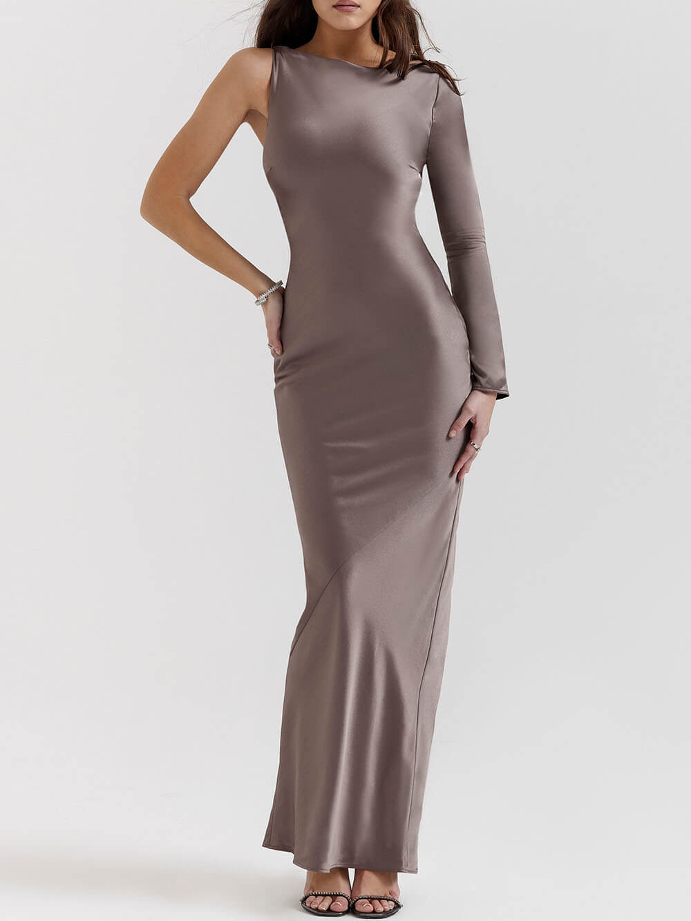 Twist-Detail Asymmetric Maxi Dress