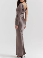 Twist-Detail Asymmetric Maxi Dress
