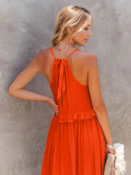 Tiered High-Low Maxi Dress with Ruffle Details