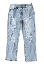 Blue High-Rise Fitted Light-Wash Jeans