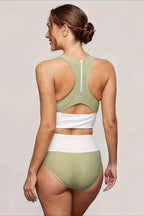Open-Back Sleeveless Bikini Set with a Front Zip