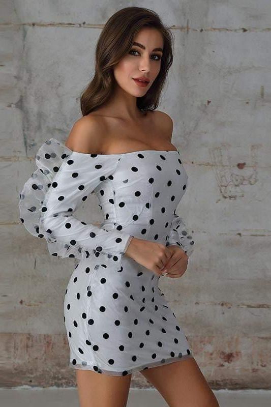 Polka-Dot Chiffon Mini Dress