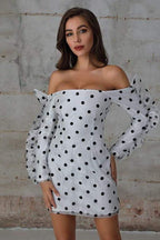 Polka-Dot Chiffon Mini Dress