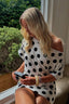 Polka-Dot Short-Sleeve Retro Blouse
