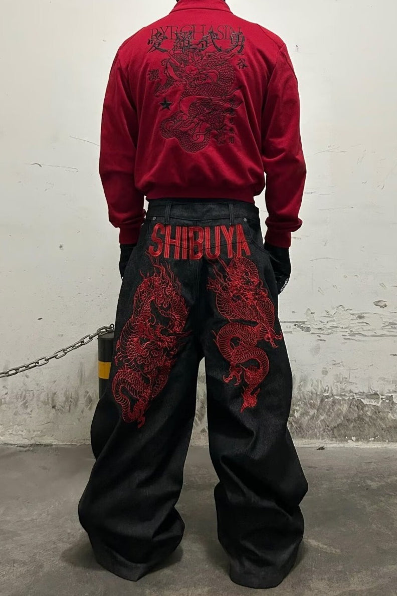 Washed Wide-Leg Jeans in a Baggy Cut