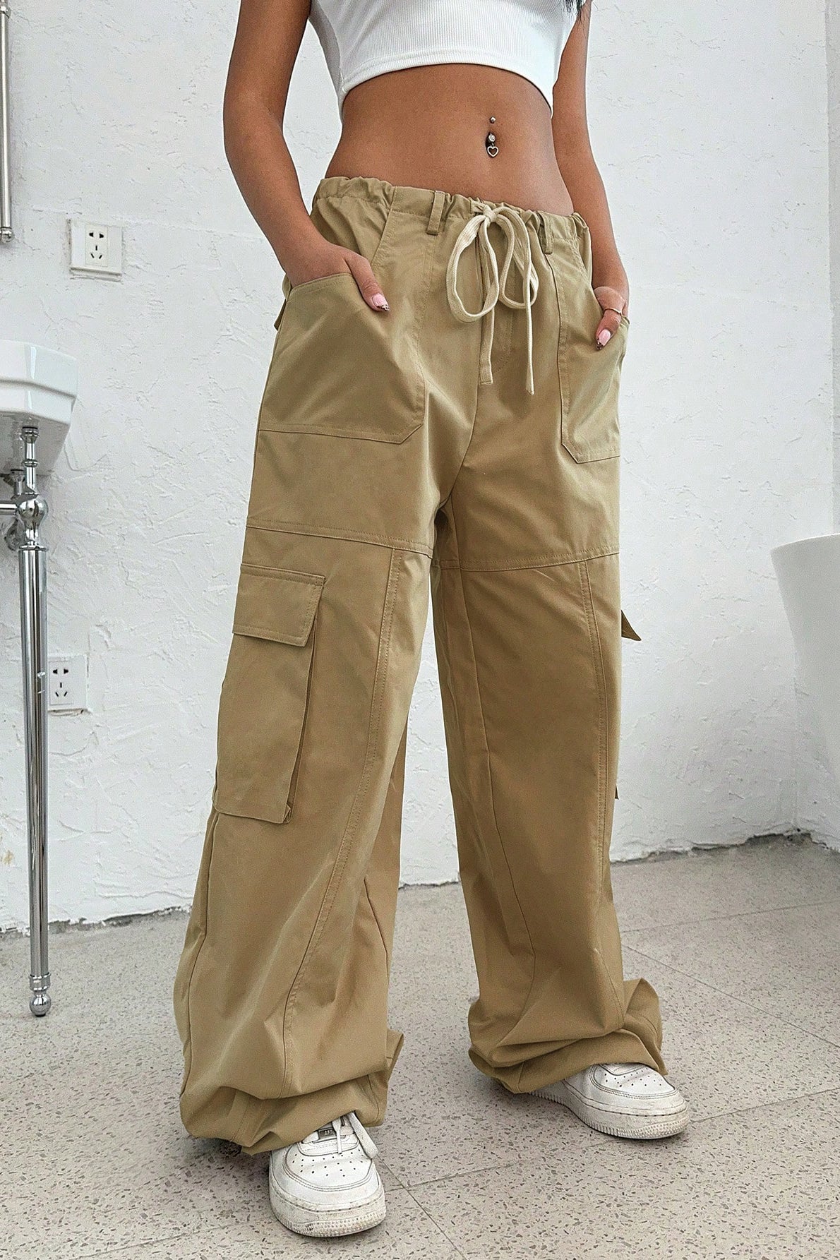 Elastic-Waist Cargo Pants