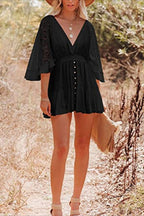 Batwing Boho Dress with Lace Details