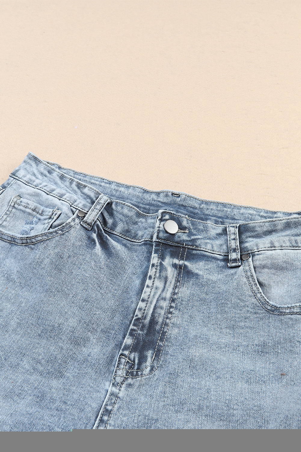 Blue High-Rise Fitted Light-Wash Jeans