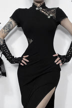 High-Rise Gothic Dress with a Roll Neck
