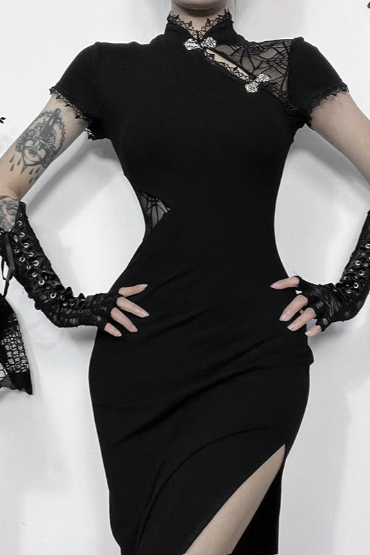 High-Rise Gothic Dress with a Roll Neck