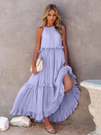 Tiered High-Low Maxi Dress with Ruffle Details