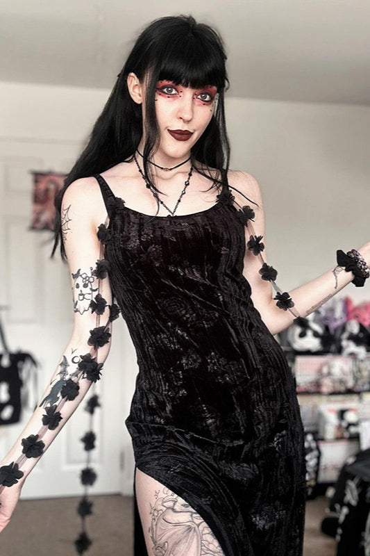 Floral Velvet Strappy Dress