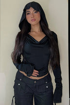 V-Neck Hooded Hoodie