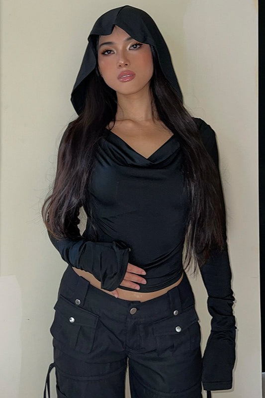 V-Neck Hooded Hoodie