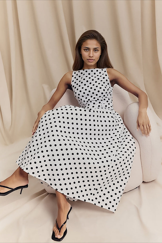 Polka-Dot Sleeveless Maxi Dress Main image