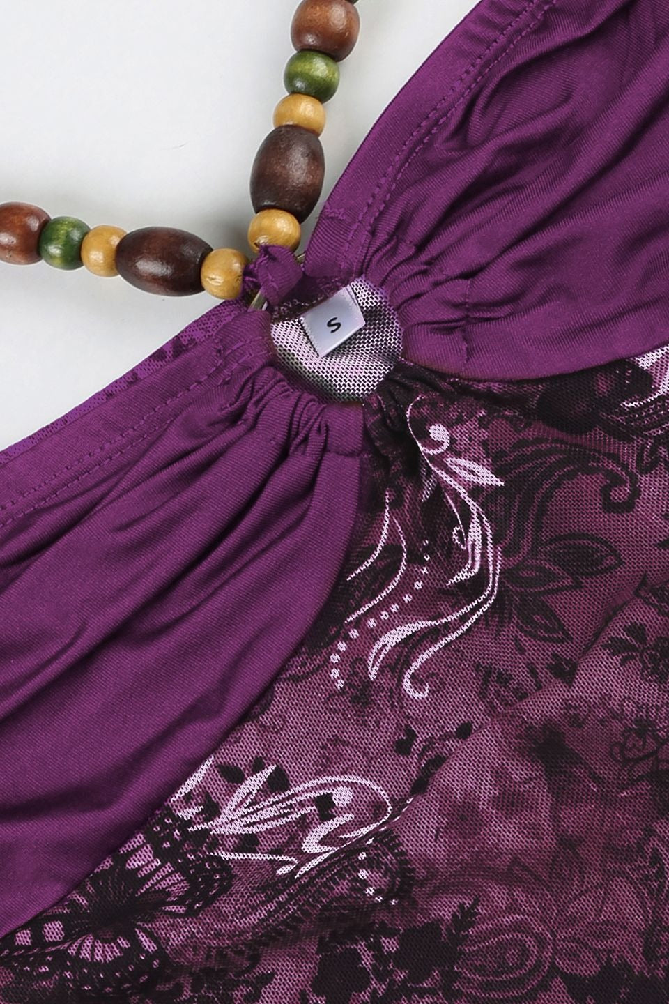 Printed Asymmetric Retro Top with a Halter Neck