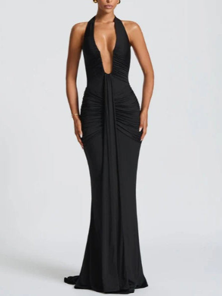 Halterneck Mermaid Dress with an Open Back