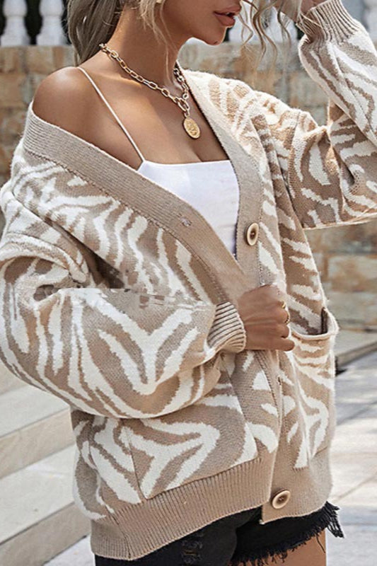 Knit Relaxed-Fit Cardigan with a V-Neck