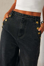 Wide-Leg Denim Cropped Top & Pants Set