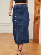 Denim Skirt with a Button Front