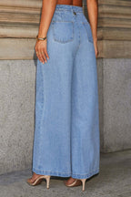 Wide-Leg Denim Cropped Top & Pants Set