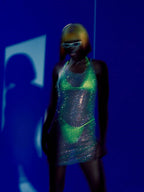 Glitter Sheer Mini Dress