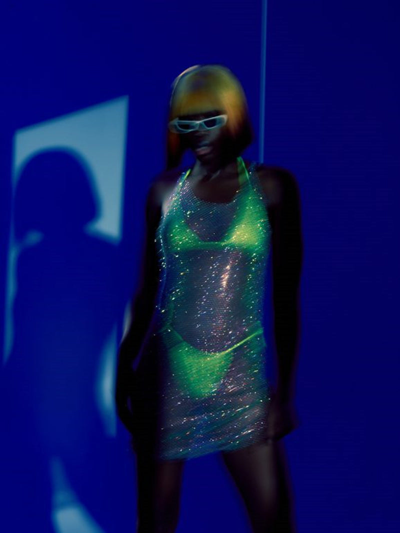 Glitter Sheer Mini Dress