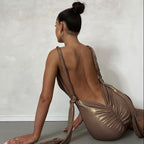 Open-Back Slit-Detail Maxi Dress