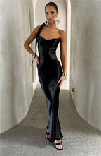 Satin Maxi Dress with an Open Back