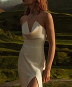 Off-Shoulder Maxi Dress with a Split Detail