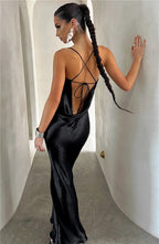 Satin Maxi Dress with an Open Back