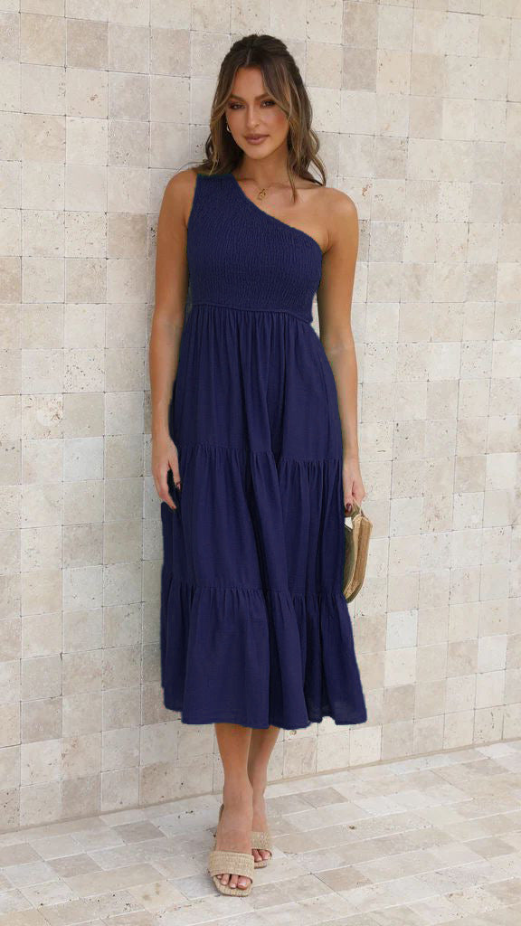 A-Line Sleeveless Dress with Ruched Details