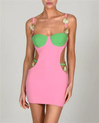 Paneled Mini Dress with Cutout Details