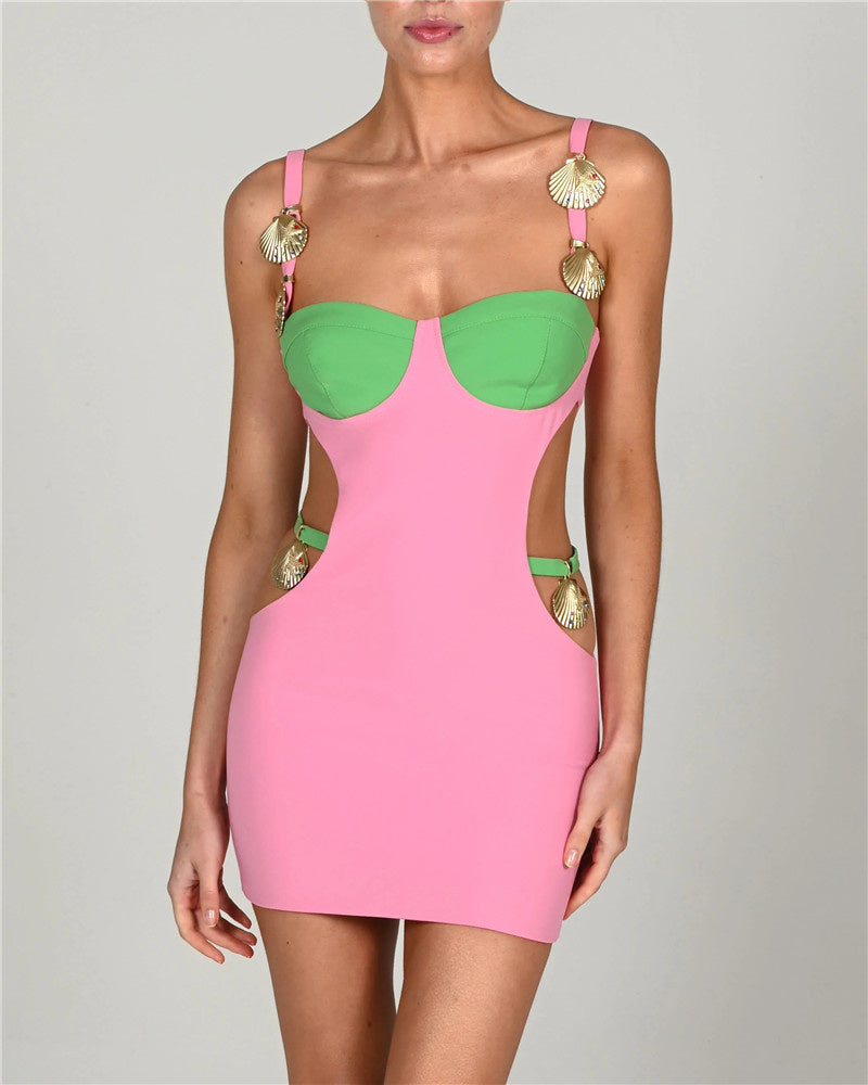 Paneled Mini Dress with Cutout Details