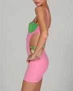 Paneled Mini Dress with Cutout Details