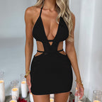Halterneck Mini Dress with Cutout Details