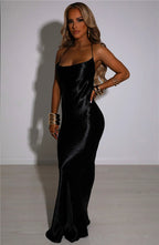 Satin Maxi Dress with an Open Back