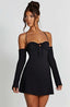 Pleated Lace-Up Mini Dress