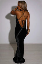 Satin Maxi Dress with an Open Back