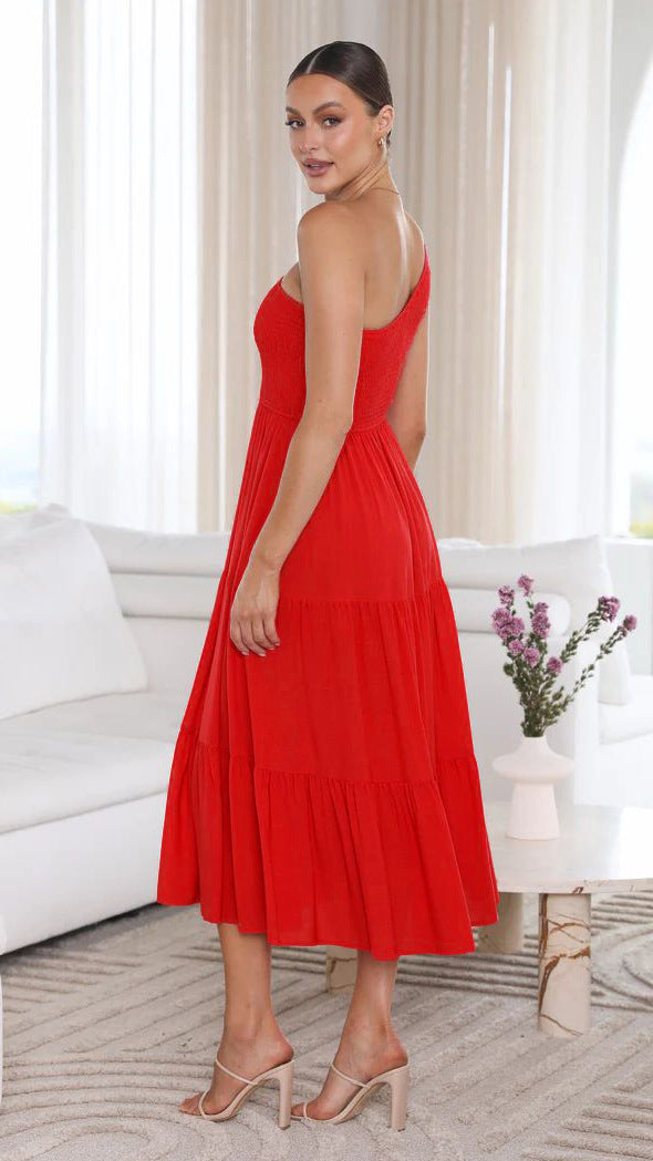 A-Line Sleeveless Dress with Ruched Details