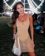 Glitter Sheer Mini Dress