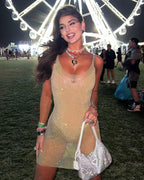 Glitter Sheer Mini Dress