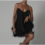 Strappy Dress with Feather Details