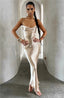Satin Maxi Dress with an Open Back