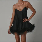 Strappy Dress with Feather Details