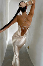 Satin Maxi Dress with an Open Back