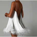 Strappy Dress with Feather Details